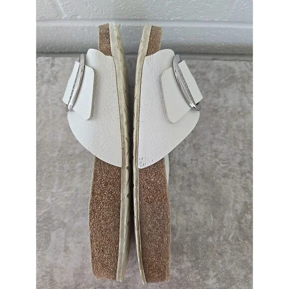 Birkenstock Madrid Big Buckle Slide Sandals Womens Size 10 White Leather Slip On - Picture 10 of 12
